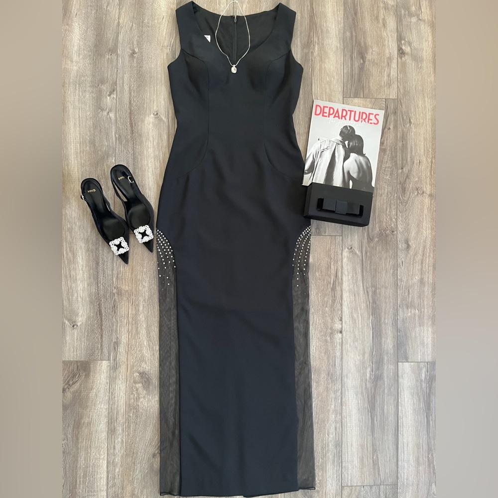 Vintage Elegant Sheer Panel Gown